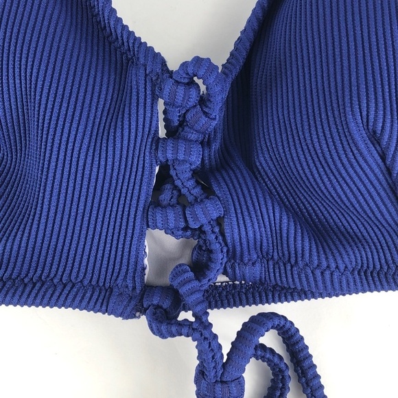 Cupshe Lace Up Bikini Swim Top Blue Small - Picture 2 of 7